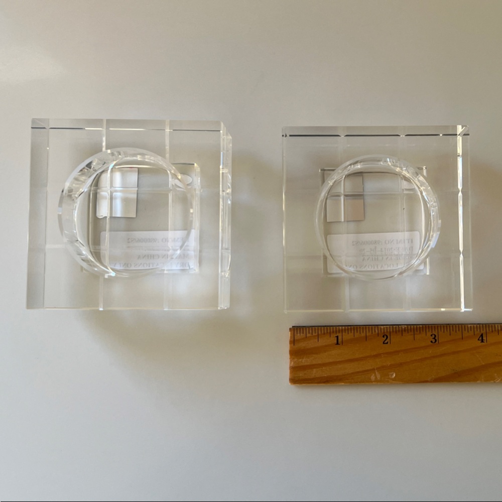 Pair of Modern Square Crystal Candle Holders - Picture 2 of 5